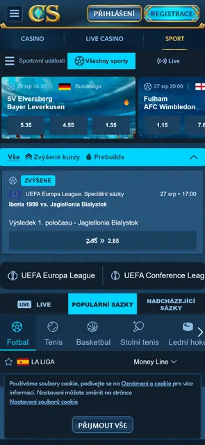 Casea — sportovní sázení pod stejným účtem